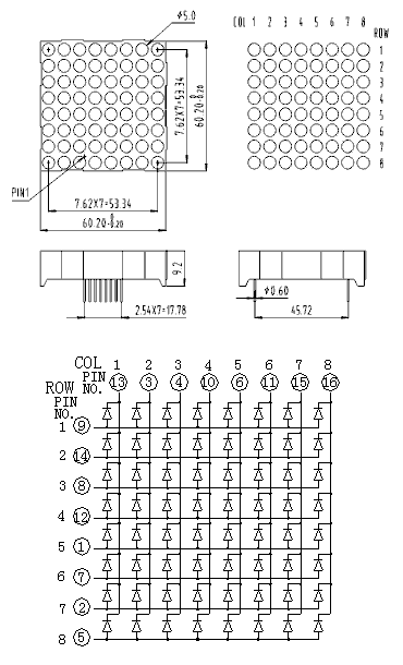 60mm-Square-8x8-Red-LED-Matrix